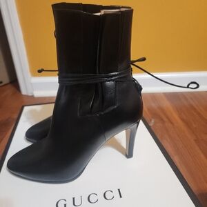Gucci Women's Black Leather Heeled Boots